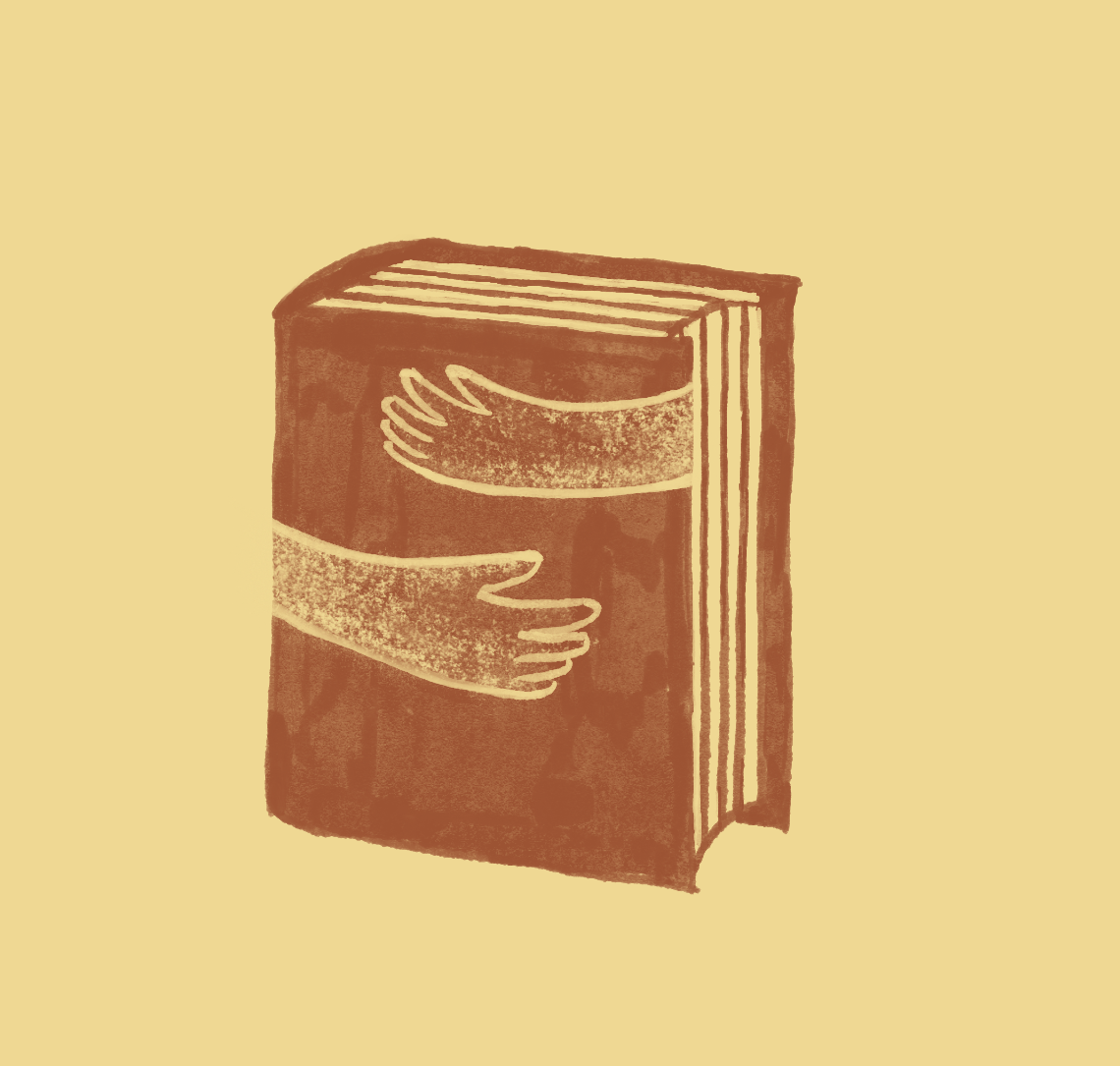 Two arms cradling a book